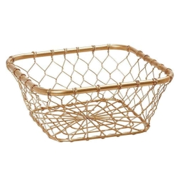 Καλάθι Διακοσμητικό Τετράγωνο TAK213 21x21x8,5cm Μεταλλικό Gold Espiel Μέταλλο