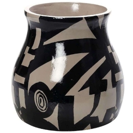 Διακοσμητικό Βάζο LIF119 26x26x25,4cm Black-White Espiel Χαρτί