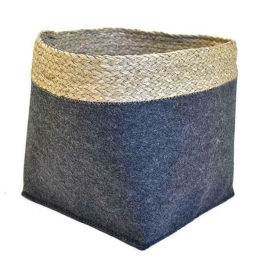 Καλάθι Διακοσμητικό Με Σχοινί 00.06.67176 28x28x28cm Beige-Grey Τσόχα