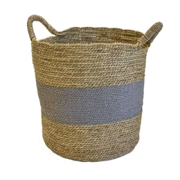 Καλάθι Διακοσμητικό Ψάθινο 00.06.67169 40x40cm Natural-Grey Ψάθα
