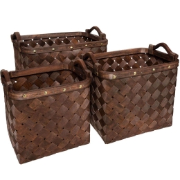 Καλάθια (Σετ 3Τμχ) 07.178793B 26x19x23,5/31x24x26/37x27x30cm Brown Ξύλο