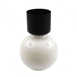 Βάζο Monochrome 014.TJN0431 26cm White-Black Μέταλλο
