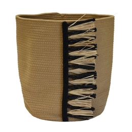 Καλάθι Με Κρόσια 00.06.67603 38x43cm Black-Natural Βαμβάκι, Ψάθα