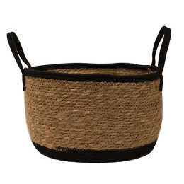 Καλάθι Ψάθινο 00.06.61113 Φ32x21cm Natural-Black Ψάθα