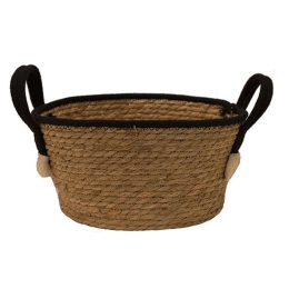 Καλάθι Ψάθινο 00.06.61135 Φ25x14cm Natural-Black Ψάθα