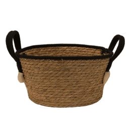 Καλάθι Ψάθινο 00.06.61136 Φ30x17cm Natural-Black Ψάθα