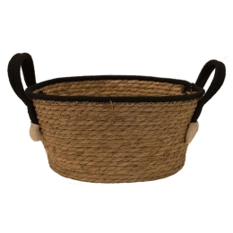 Καλάθι Ψάθινο 00.06.61137 Φ35x18cm Natural-Black Ψάθα