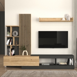 ΣΥΝΘΕΣΗ ΤΗΛΕΟΡΑΣΗΣ VERMONT MEGAPAP ΧΡΩΜΑ ΑΝΘΡΑΚΙ - SEPET OAK 240X40X192ΕΚ.