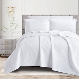 Borea Κουβέρτα Ζακάρ Σετ Arabesk Λευκό Υπέρδιπλη 230 x 245 cm + (2) 50 x 70 cm Λευκό