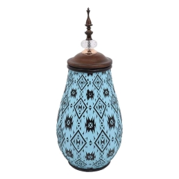 Βάζο Με Καπάκι 373-223-921 17x45cm Blue-Brown Κεραμικό