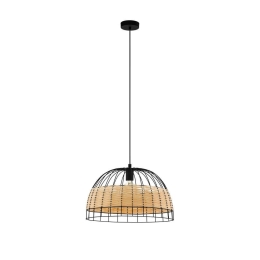 Φωτιστικό Οροφής Ø500 'Anwick' 43312 Natural-Black Eglo Rattan, Μέταλλο