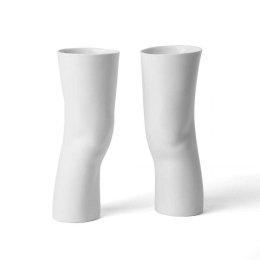 Βάζο Πορσελάνινο Elle (Σετ 2Τμχ) 10098 11x11x30,2cm White Seletti Πορσελάνη