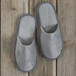 Παντόφλες Ξενοδοχείου Βελουτέ Eva Sole Grey 100% Velour Cotton One Size 100% Βαμβάκι