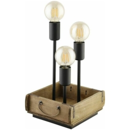 Φωτιστικό Επιτραπέζιο 43594 Wootton Vintage 3/E27 Wood Natural Black Eglo Μέταλλο,Ξύλο