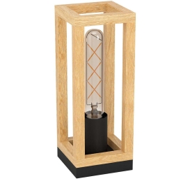 Φωτιστικό Επιτραπέζιο Nafferton 43746 10x10x28cm 1xΕ27 40W Black-Brown Eglo Ατσάλι,Ξύλο