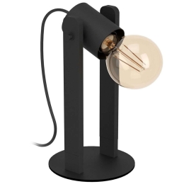 Φωτιστικό Επιτραπέζιο Plimsoll 43849 10,5x7,5x25,5cm 1xΕ27 15W Black Eglo Ατσάλι,Ξύλο