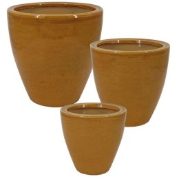 Κασπώ (Σετ 3Τμχ) 06-00-18855 26x26/20x20/15x15cm Mustard Marhome Κεραμικό