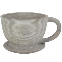 Κασπώ Φλυτζάνα 06-00-21209-3 25,5x19x14cm Grey Marhome Τσιμέντο