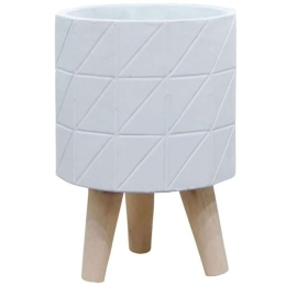 Κασπώ 06-00-21203-2 Φ19,5x28,5cm White-Natural Marhome Ξύλο,Τσιμέντο