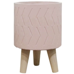 Κασπώ 06-00-21205-1 Φ19,5x28,5cm Pink-Natural Marhome Ξύλο,Τσιμέντο