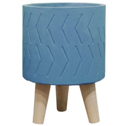 Κασπώ 06-00-21205-3 Φ19,5x28,5cm Blue-Natural Marhome Ξύλο,Τσιμέντο