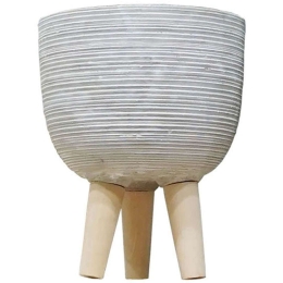 Κασπώ 06-00-21207-2 Φ31x42,5cm Grey-Natural Marhome Ξύλο,Τσιμέντο