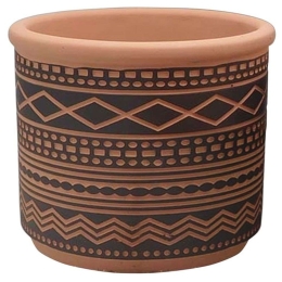 Κασπώ 06-00-23476 Φ18x15,5cm Orange-Black Marhome Κεραμικό
