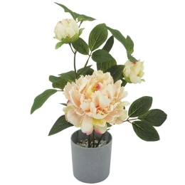 Τεχνητό Φυτό Σε Γλάστρα Παιώνια 04-00-18838 40cm Green-Somon Marhome Συνθετικό Υλικό