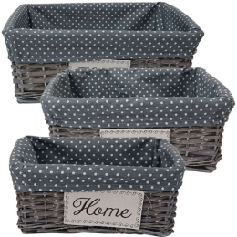 Καλάθια Home (Σετ 3Τμχ) 05-00-16129-2 40x30x16/34x24x14/28x18x12cm Multi-Grey Marhome Ύφασμα,Ψάθα