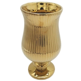 Βάζο Ρίγες 15-00-23708 16x28,2cm Gold Marhome Κεραμικό