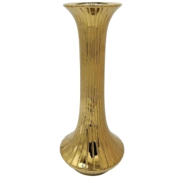 Βάζο Ρίγες 15-00-23707 17,5x41,5cm Gold Marhome Κεραμικό
