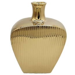 Βάζο Ρίγες 15-00-23710 22,3x14,5x30cm Gold Marhome Κεραμικό