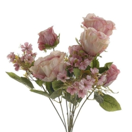Διακοσμητικό Λουλούδι-Μπουκέτο 3-85-084-0053 Υ35 Pink Inart Ύφασμα