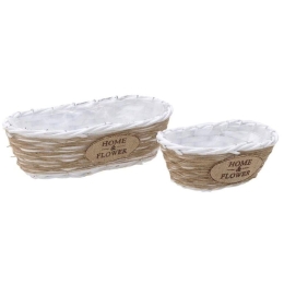 Κασπώ - Καλάθι 3-70-012-0164 Σετ 2τμχ 18X30X11 Natural-White Inart Ξύλο