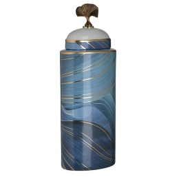 Βάζο Κεραμικό 3-70-902-0141 15Χ10Χ44 Blue-Gold Inart Κεραμικό