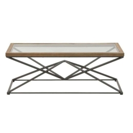 Τραπεζάκι Σαλονιού 3-50-972-0005 121x61x45 Natural Inart Μέταλλο,Γυαλί