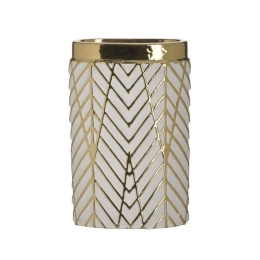 Βάζο Κεραμικό 3-70-619-0036 14x8x23cm White-Gold Inart Κεραμικό