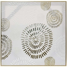 Πίνακας Καμβάς 147-225-091 60x3x60cm White-Gold Τετράγωνοι Πλαστικό,Καμβάς