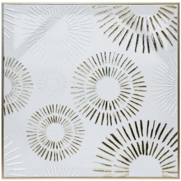 Πίνακας Καμβάς 147-225-092 60x3x60cm White-Gold Τετράγωνοι Πλαστικό,Καμβάς