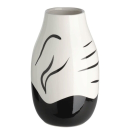 Βάζο Κεραμικό Yuzawa 421037 15x26cm Black-White Eglo Κεραμικό