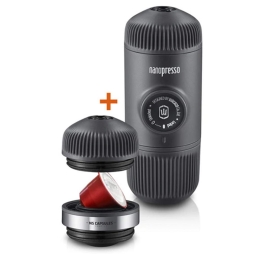 Φορητή Μηχανή Espresso + NS Adaptor Nanopresso 20.08.1552 15,6x7,1x6,2cm/6,6x6,2x6,2cm Black Wacaco