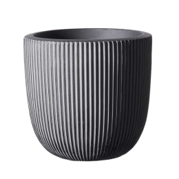 Κασπώ Πήλινο Στρογγυλό Stripe S A-4940-8 24x24x23cm Grey Supergreens Πηλός