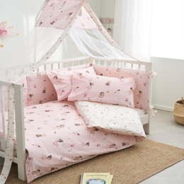 Σεντόνια Βρεφικά Fairy (Σετ 3τμχ) Pink Vesta Home Κούνιας 120x165cm 100% Βαμβάκι