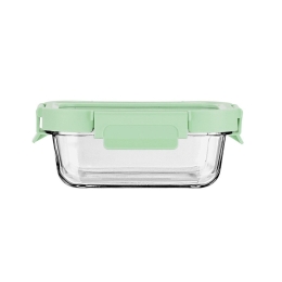 Φαγητοδοχείο Γυάλινο Click&Seal 01-26554 370ml 16,3x12,3x6,2cm Green-Clear Estia Πλαστικό, Γυαλί