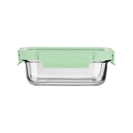 Φαγητοδοχείο Γυάλινο Click&Seal 01-26561 640ml 18,9x14,5x6,7 Green-Clear Estia Πλαστικό, Γυαλί