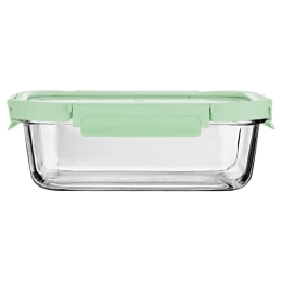Φαγητοδοχείο Γυάλινο Click&Seal 01-26585 1520ml 24,1x18,2x8,1cm Green-Clear Estia Πλαστικό, Γυαλί