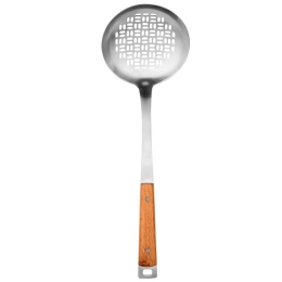 Κουτάλα Τρυπητή Ανοξείδωτη Allure 01-27902 Φ16x41,5cm Inox-Natural Estia Ατσάλι,Ξύλο