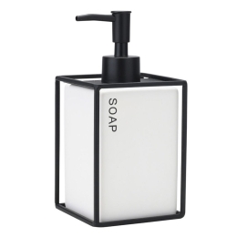 Δοχείο Κρεμοσάπουνου Κεραμικό Cage 02-30018 450ml White-Black Estia Μέταλλο, Κεραμικό