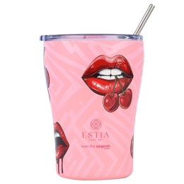Ποτήρι - Θερμός Με Καλαμάκι Blush Pop Save The Aegean 01-31800 350ml Pink-Red Estia