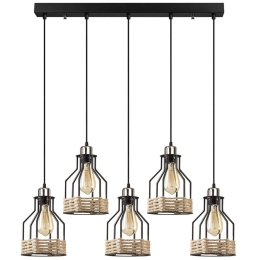 Φωτιστικό Οροφής - Ράγα Fiko 892OPV1694 87x17x117cm 5xE27 40W Natural-Black Opviq